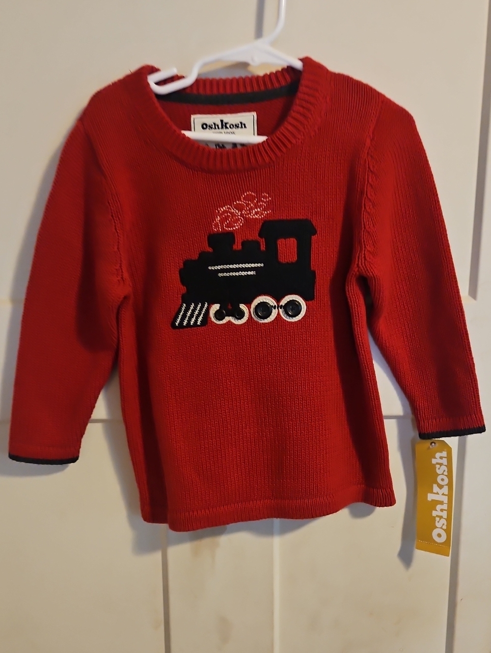 OshKosh B'gosh Red Knit Sweater with Train Applique